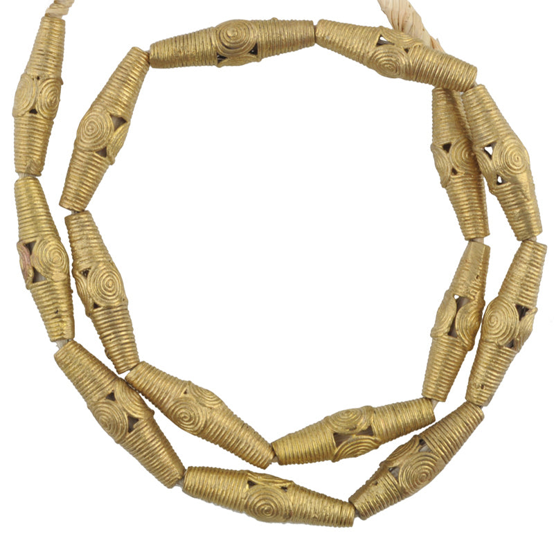 Large Handmade Ashanti Brass Beads - Traditional Ghanaian Elegance