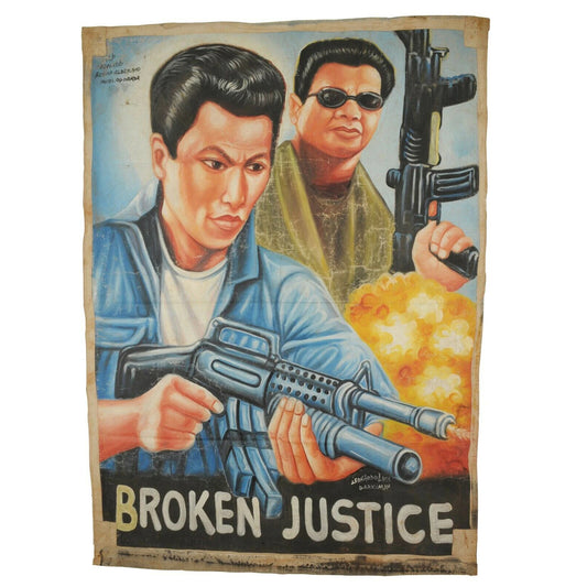 Poster di film dipinto a mano outsider Cinema tela Ghana African Broken Justice - Tribalgh