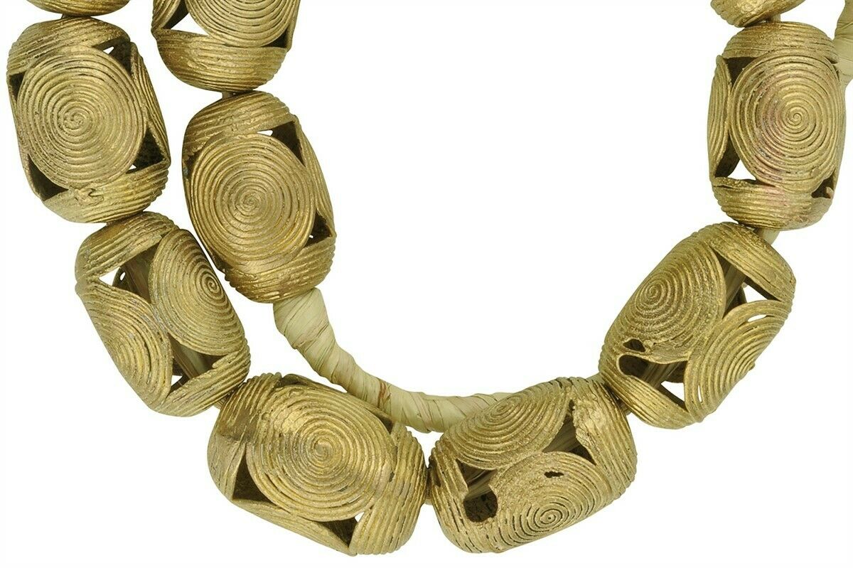 Perline africane in ottone Ashanti bronzo a cera persa fatto a mano Ghana - Tribalgh
