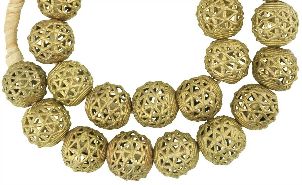 African brass beads Ashanti lost wax bronze casting Ghana large - Tribalgh