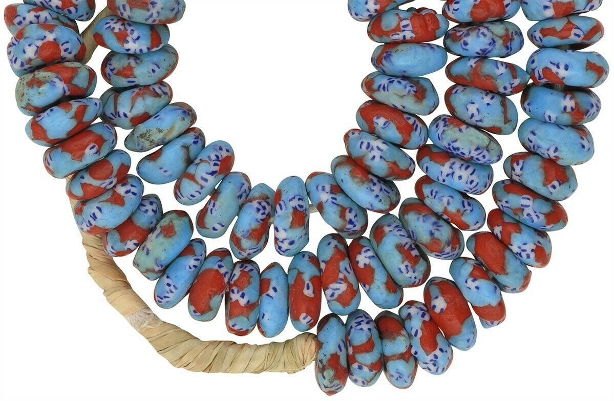 Scheiben recycelte Perlen Krobo Ghana zeremonielle Halskette groß Afrika - Tribalgh