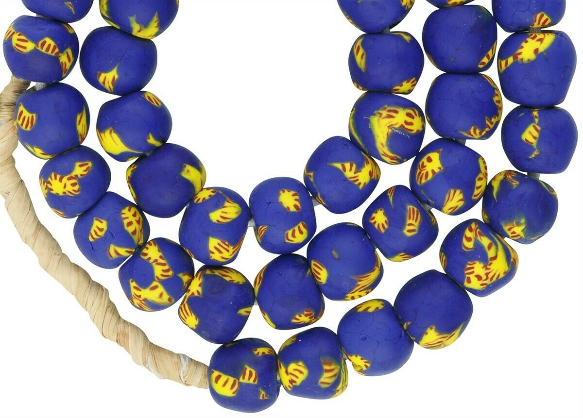 Recycelte Perlen Glassamen handgemachte afrikanische Stammes-Halskette Ghana - Tribalgh
