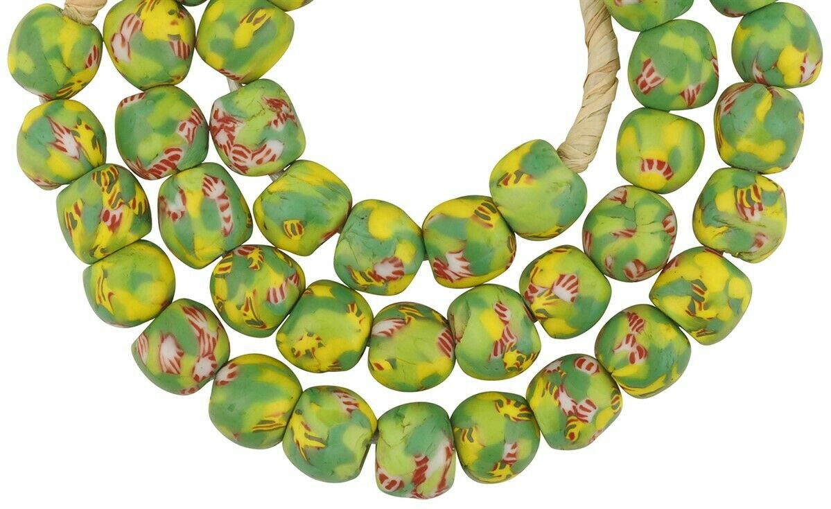 Atemberaubende ghanaische Glasperlen aus geschmolzenem Glas – 12 mm recycelte afrikanische Handelsperlen – alternative Ansicht