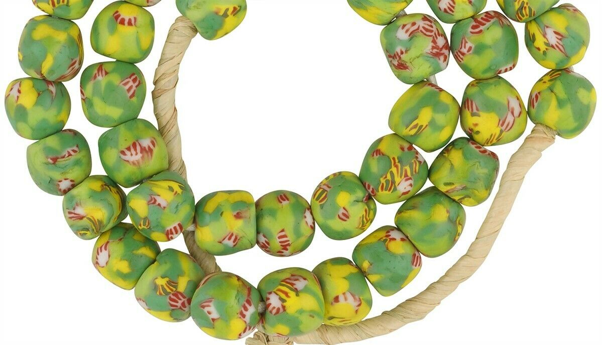 Recycled glass seed beads handmade African necklace Ghana tumbled - Tribalgh