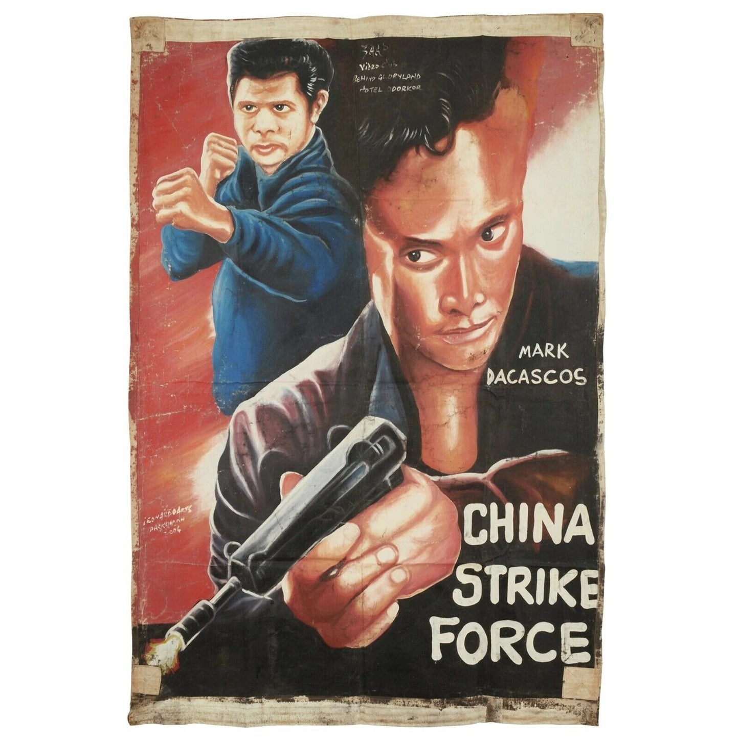 Ghana Filmplakat afrikanisches Ölgemälde Kino Hand Paint Art China Strike Force - Tribalgh