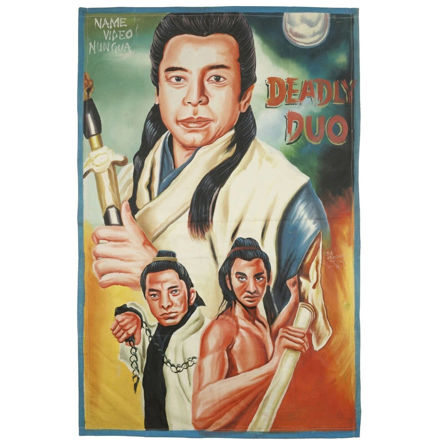 Cartel de cine de película Arte africano lienzo pintado a mano al óleo Ghana DUO DEADLY - Tribalgh