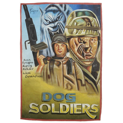 Ghana Movie poster African cinema folk wall art hand painted DOG SOLDIERS - Tribalgh
