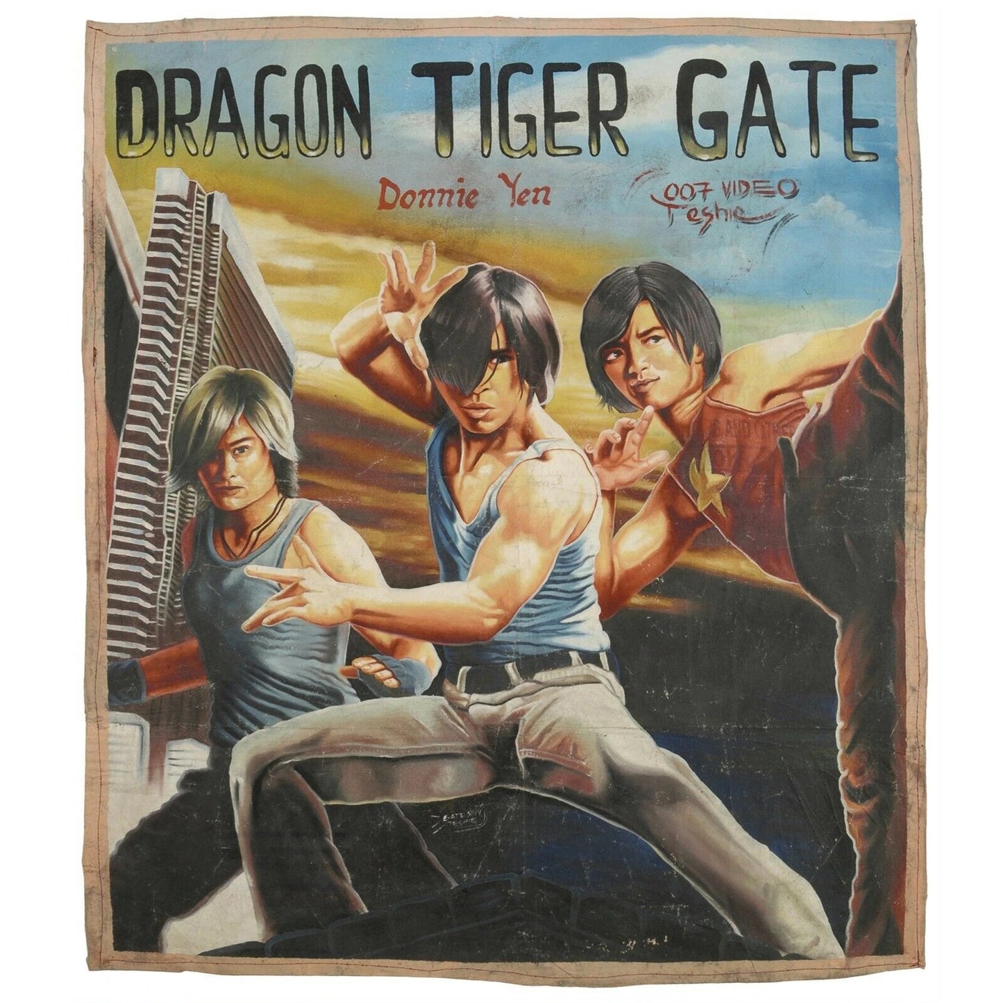 Póster de película de Ghana africana cine arte popular pintado a mano DRAGON TIGER GATE - Tribalgh