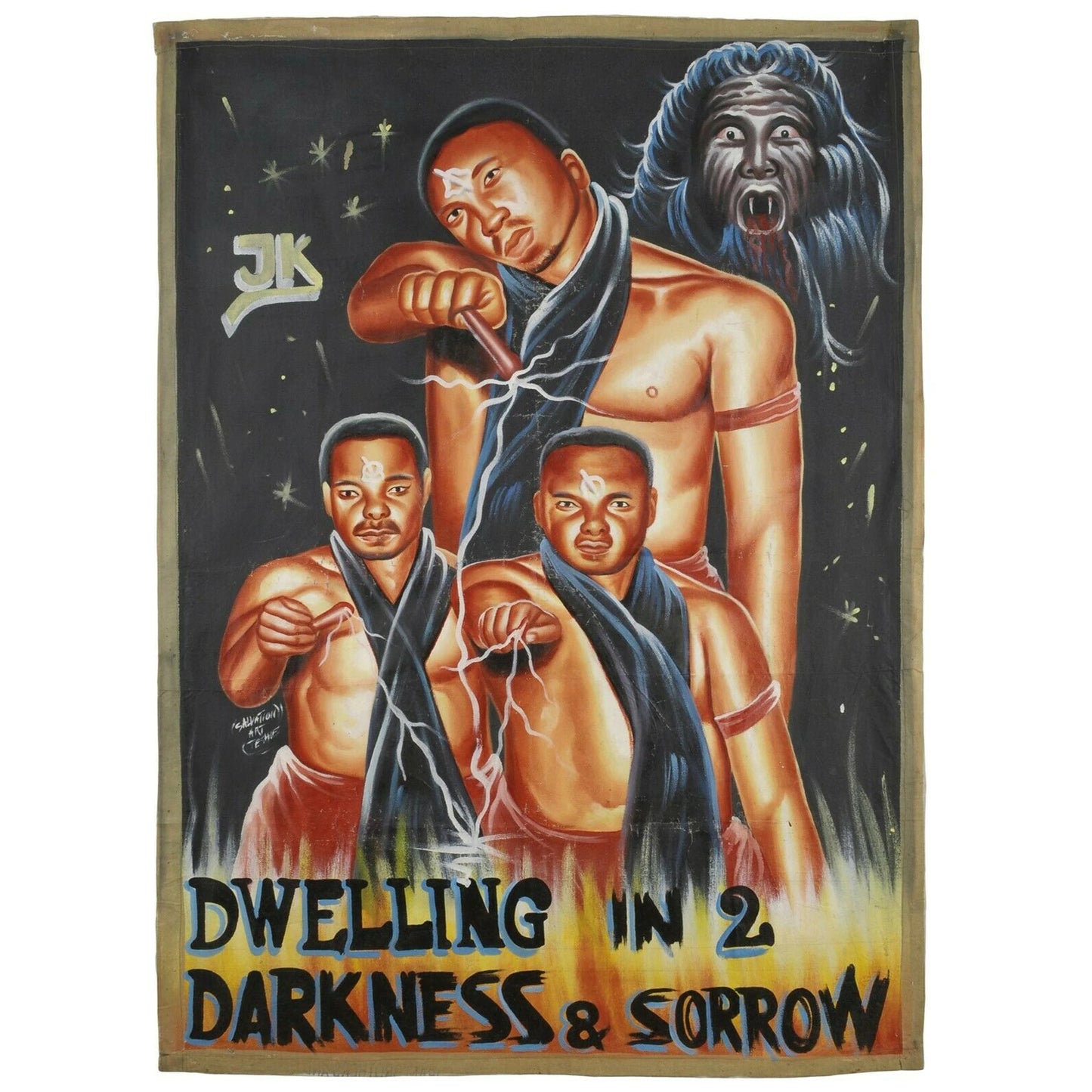Cinema Movie poster Ghana African hand paint canvas DWELLING IN DARKNESS SORROW - Tribalgh
