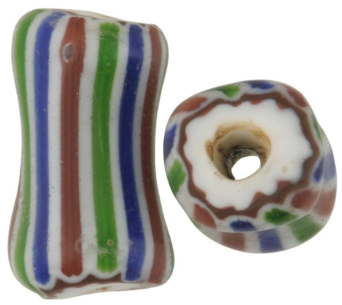 Afrikanischer Handel, antike Perlen, venezianisches Chevron, 4 Schichten, Glas, Hundeknochen – Tribalgh