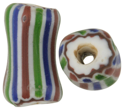 Afrikanischer Handel, antike Perlen, venezianisches Chevron, 4 Schichten, Glas, Hundeknochen – Tribalgh