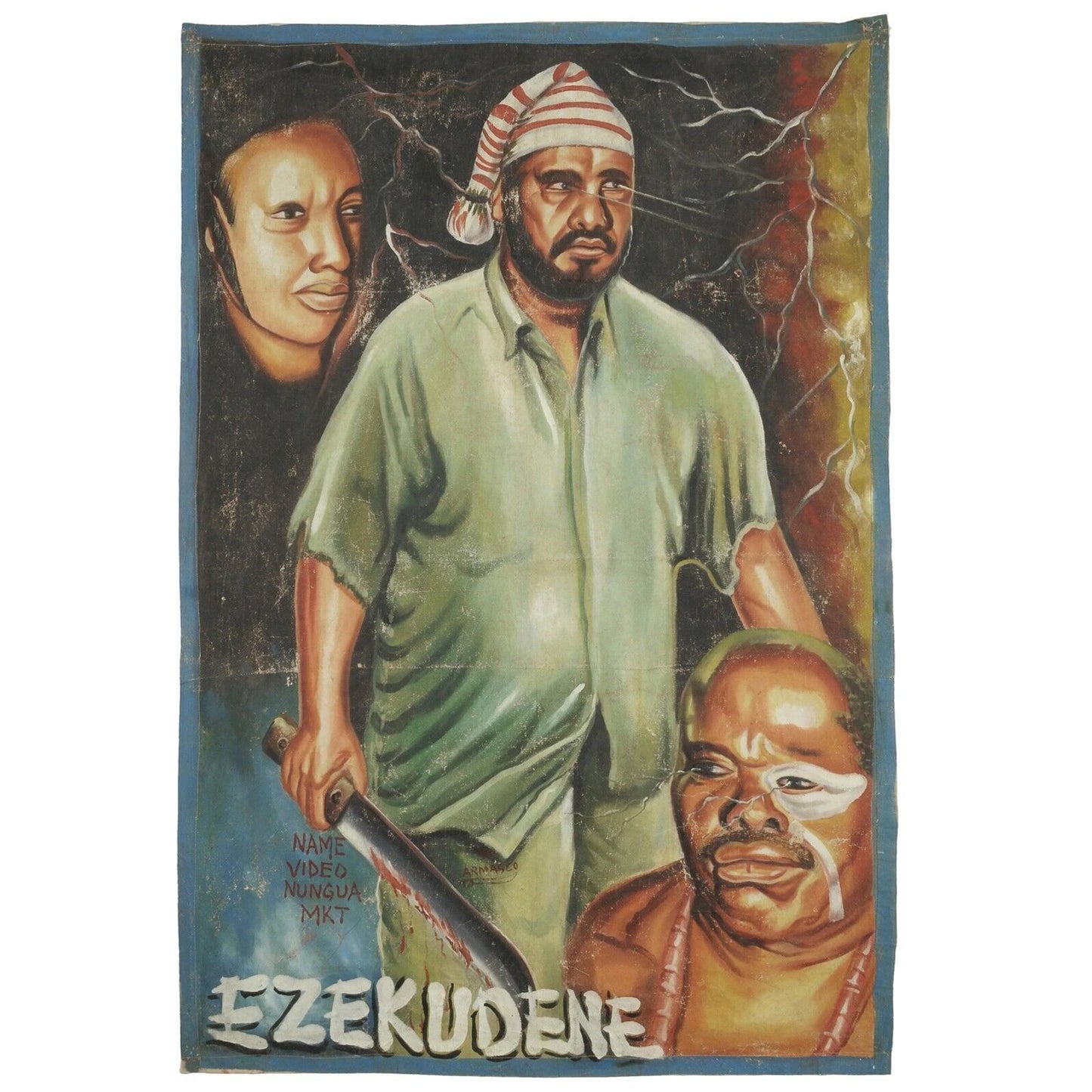 Αφίσα κινηματογραφικής ταινίας Γκάνα Αφρικανική ζωγραφική στο χέρι Καμβάς τέχνης μαύρη μαγεία EZEKUDENE - Tribalgh