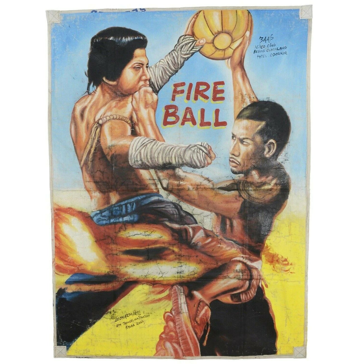 Ghana Movie poster African Cinema outsider art hand painted FIREBALL - Tribalgh