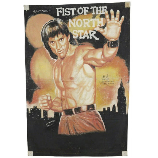 FIST OF THE NORTH STAR MOVIE POSTER HAND PAINTED IN GHANA FOR LOCAL CINEMA