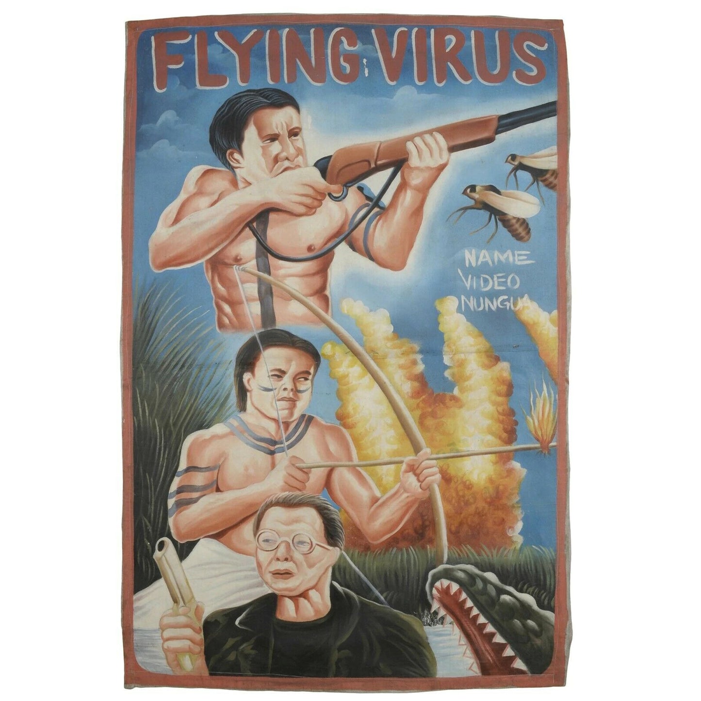 Ручная роспись Ганы плакат кино кино холст мешок муки искусства летающий вирус - Tribalgh