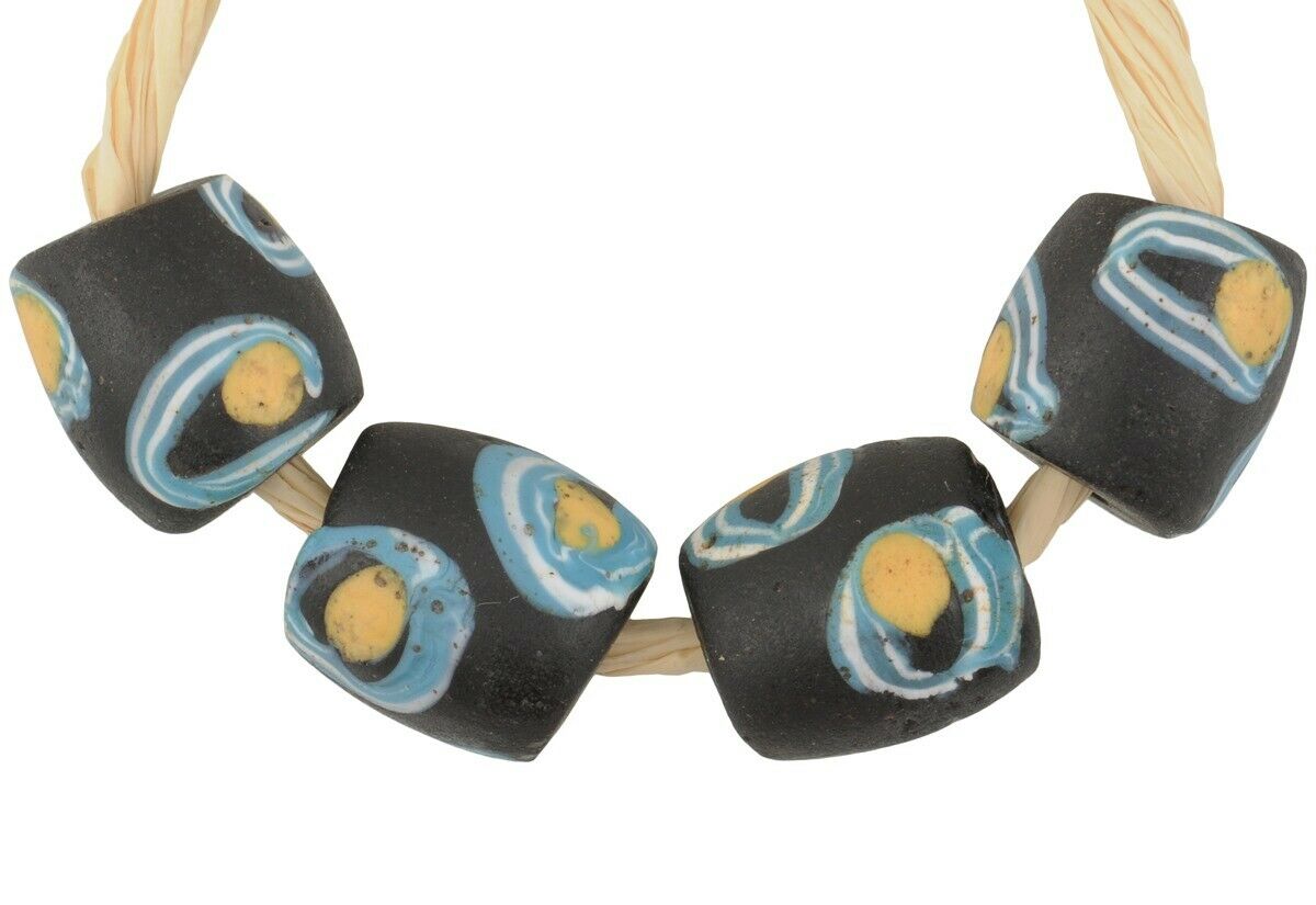 Antike afrikanische Handelsperlen Auge Venezianisches Glas Lampwork Ausgefallener Stammesschmuck - Tribalgh