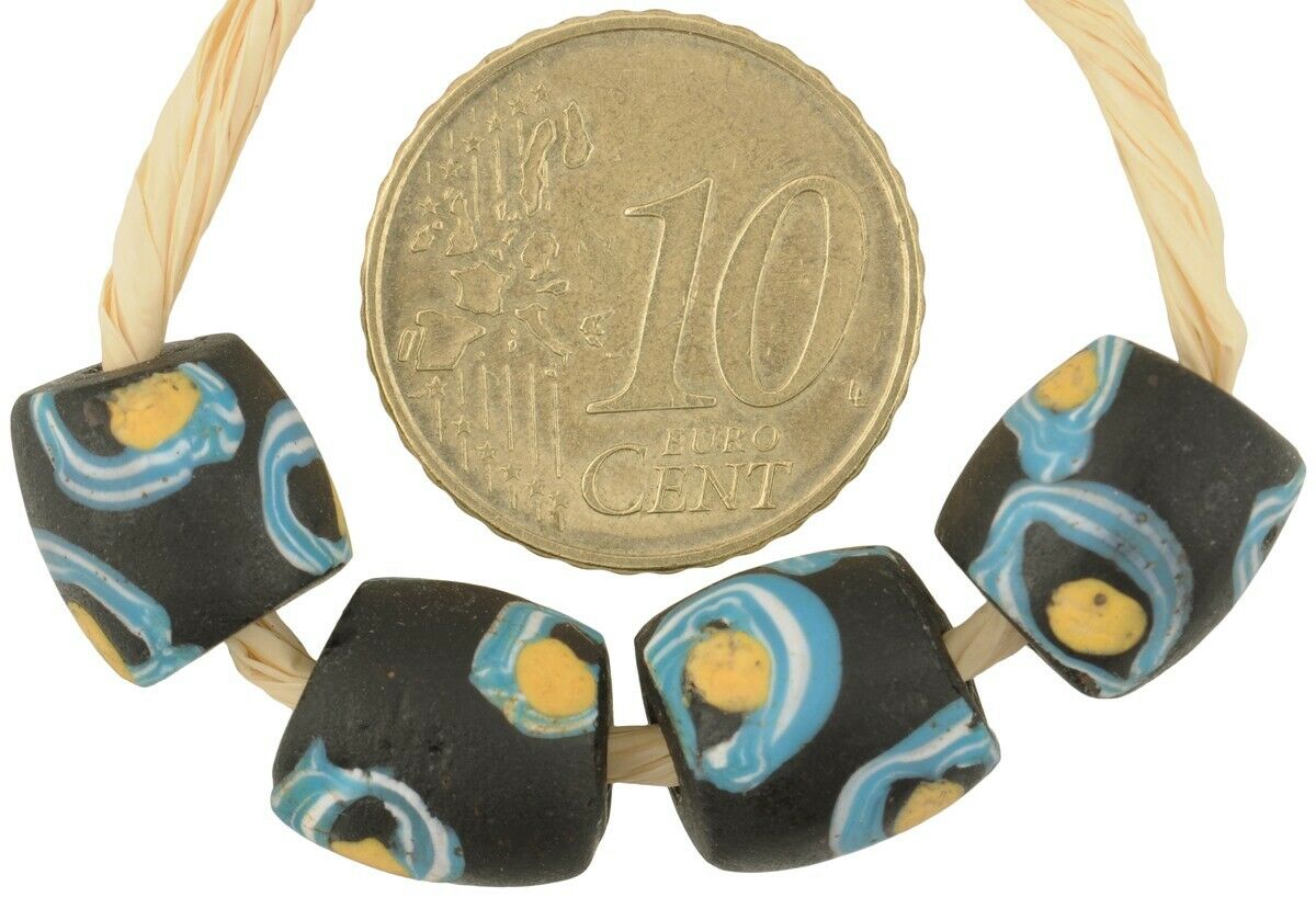 Antike afrikanische Handelsperlen Auge Venezianisches Glas Lampwork Ausgefallener Stammesschmuck - Tribalgh