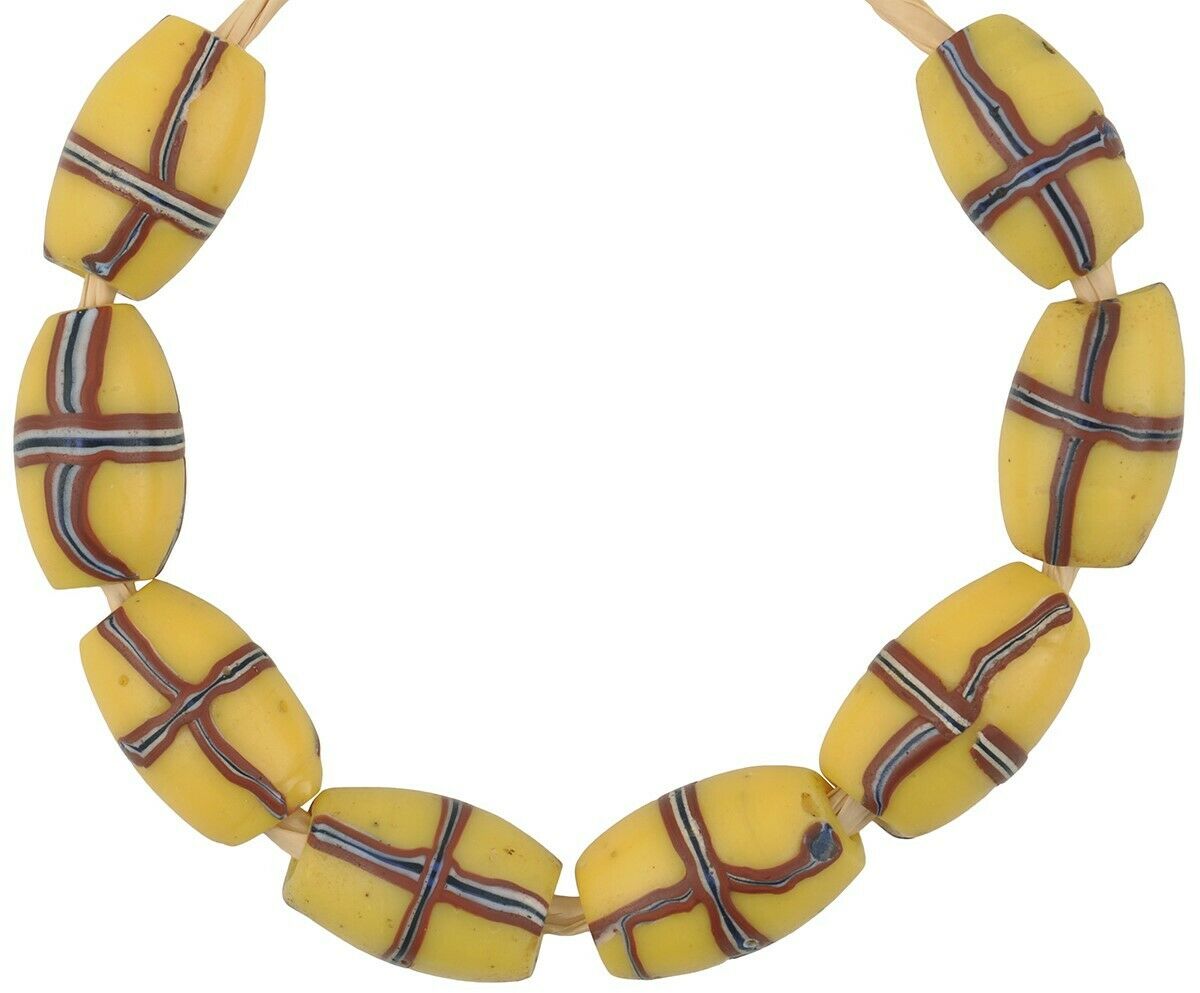 Antike afrikanische Handelsperlen Venezianisches französisches Kreuz Lampwork - Tribalgh