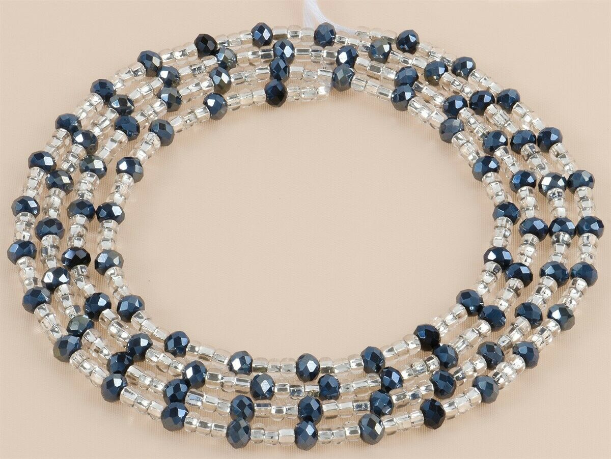 Dark navy clear glass Waist Beads Ghana African handmade – Tribalgh