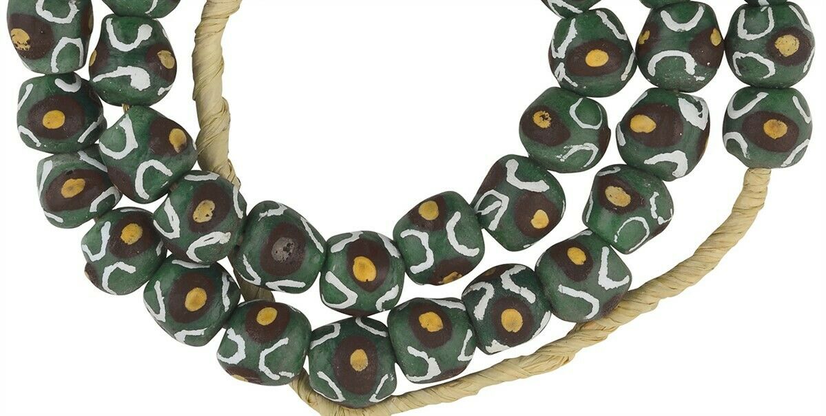 African handmade beads recycled glass powder Ghana jewelry Krobo - Tribalgh