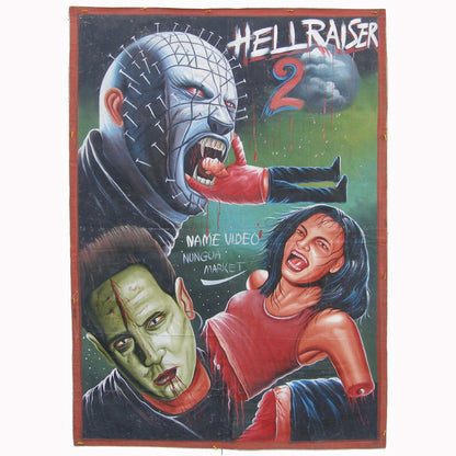 "Hellraiser 2" - Collectible Ghana Hand-Painted Horror Movie Poster - horror scene artwork