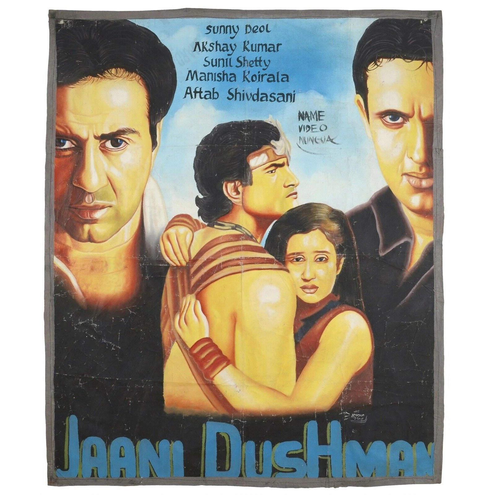 Jaani Dushman - Authentic Action-Themed Ghana Hand Painted Movie Poster