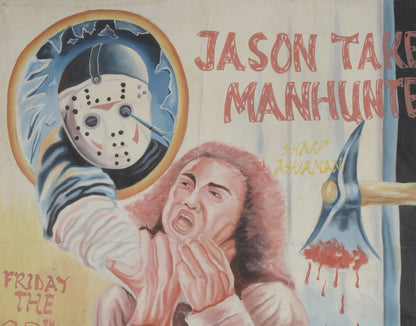 Venerdì 13: poster del film Jason Takes Manhattan Ghana dipinto a mano