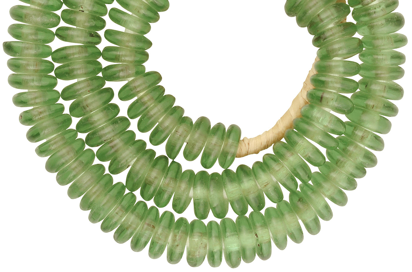 Handmade recycled glass beads African translucent disks spacers