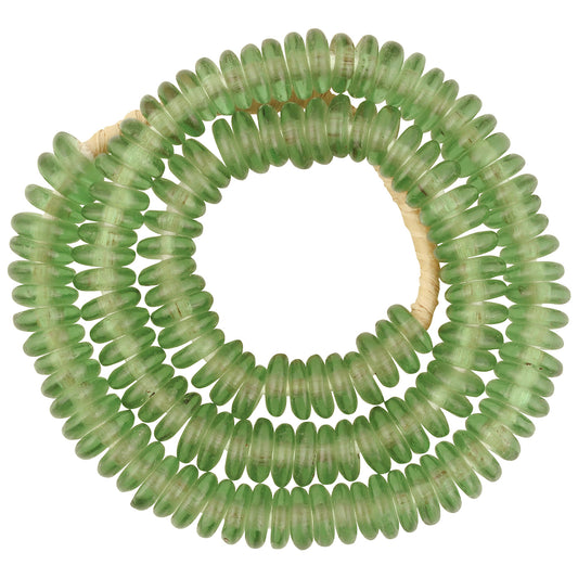 Handmade recycled glass beads African translucent disks spacers