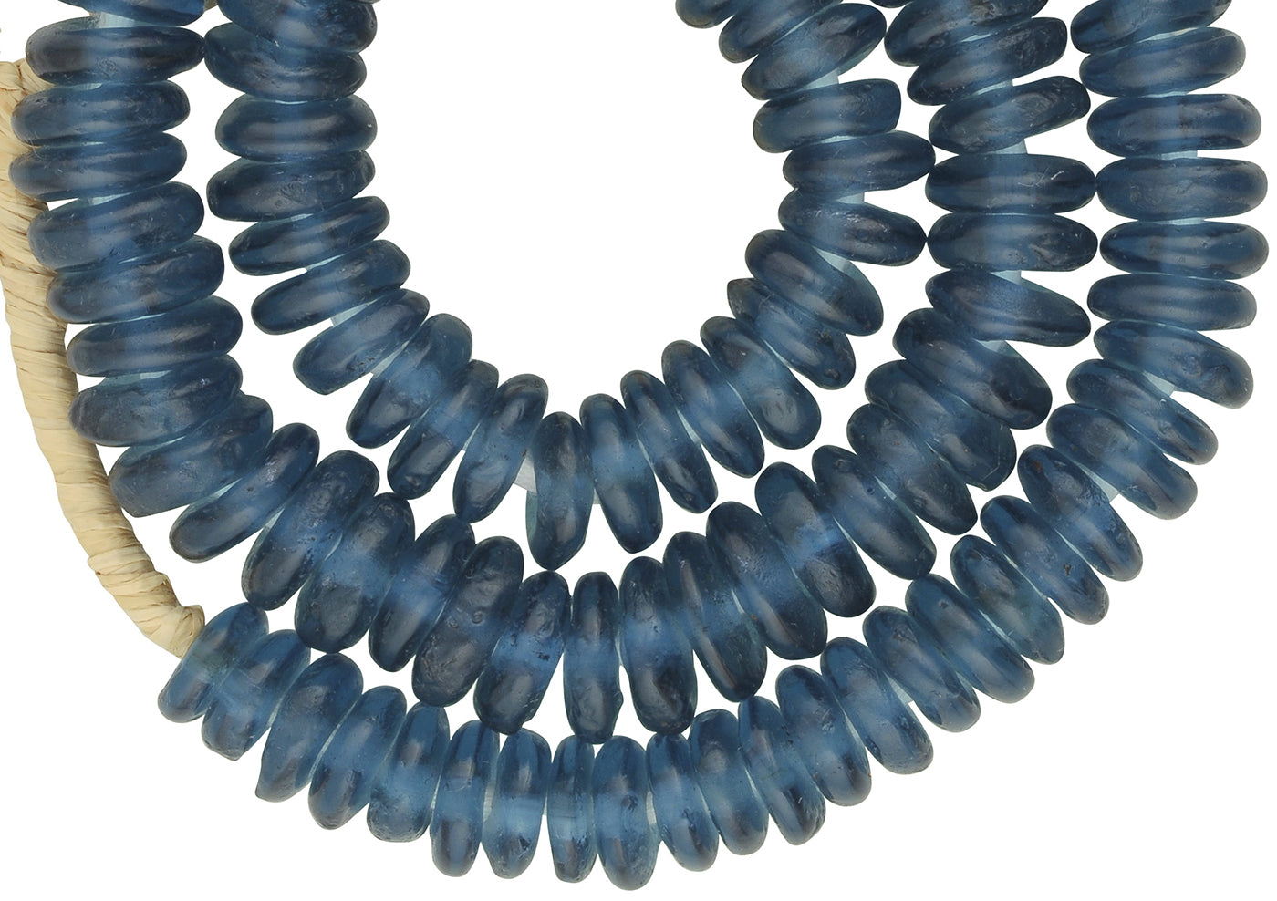 Ghana Perlen recyceltes Glaspulver Scheiben ringförmig afrikanisch handgefertigt