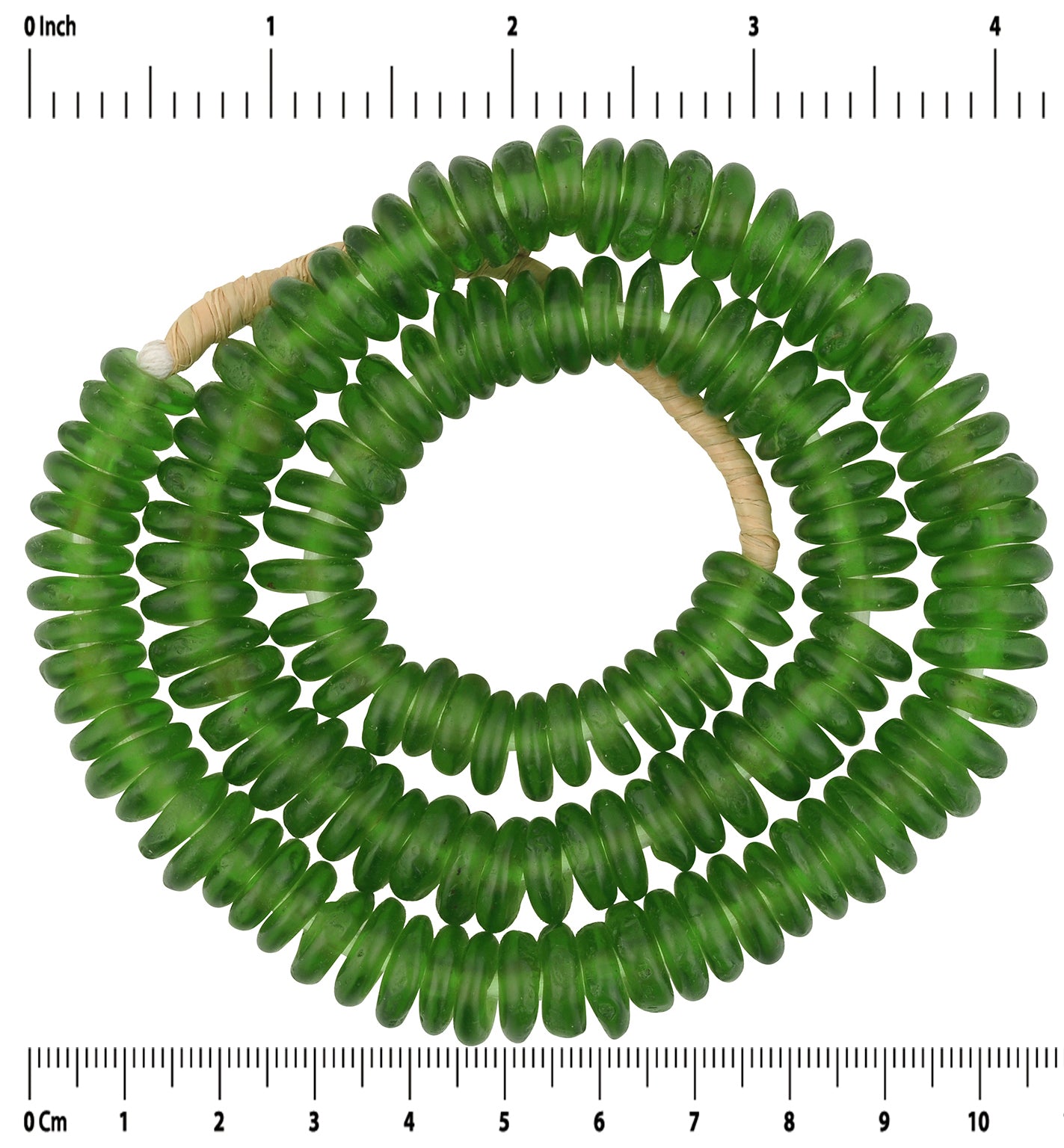 African Beads recycled glass handmade translucent disks spacers - Tribalgh