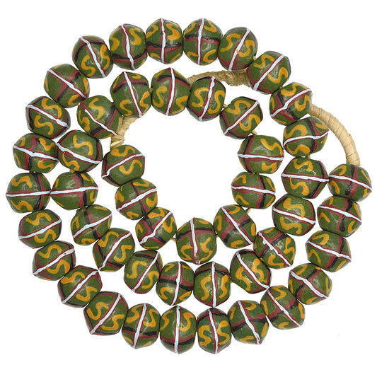African powder glass beads recycled Krobo handmade ethnic jewelry King bicone - Tribalgh