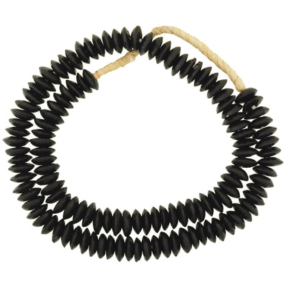 Recycelte Perlen Pulverglas handgefertigt afrikanischer Handel schwarze Scheiben Abstandshalter Kunst Boho - Tribalgh