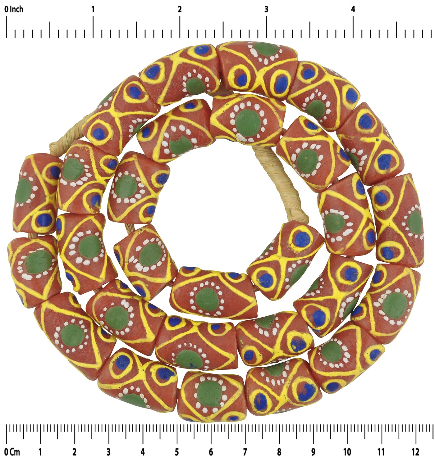 Perlen handgemachtes recyceltes Glaspulver Krobo Ethno-Schmuck Ghana Halskette