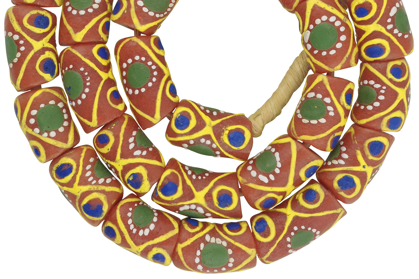 Perlen handgemachtes recyceltes Glaspulver Krobo Ethno-Schmuck Ghana Halskette
