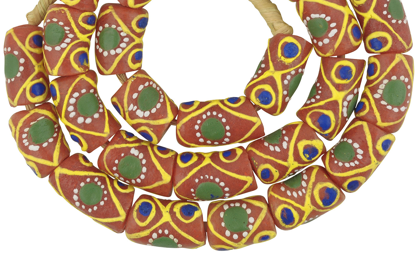 Perlen handgemachtes recyceltes Glaspulver Krobo Ethno-Schmuck Ghana Halskette