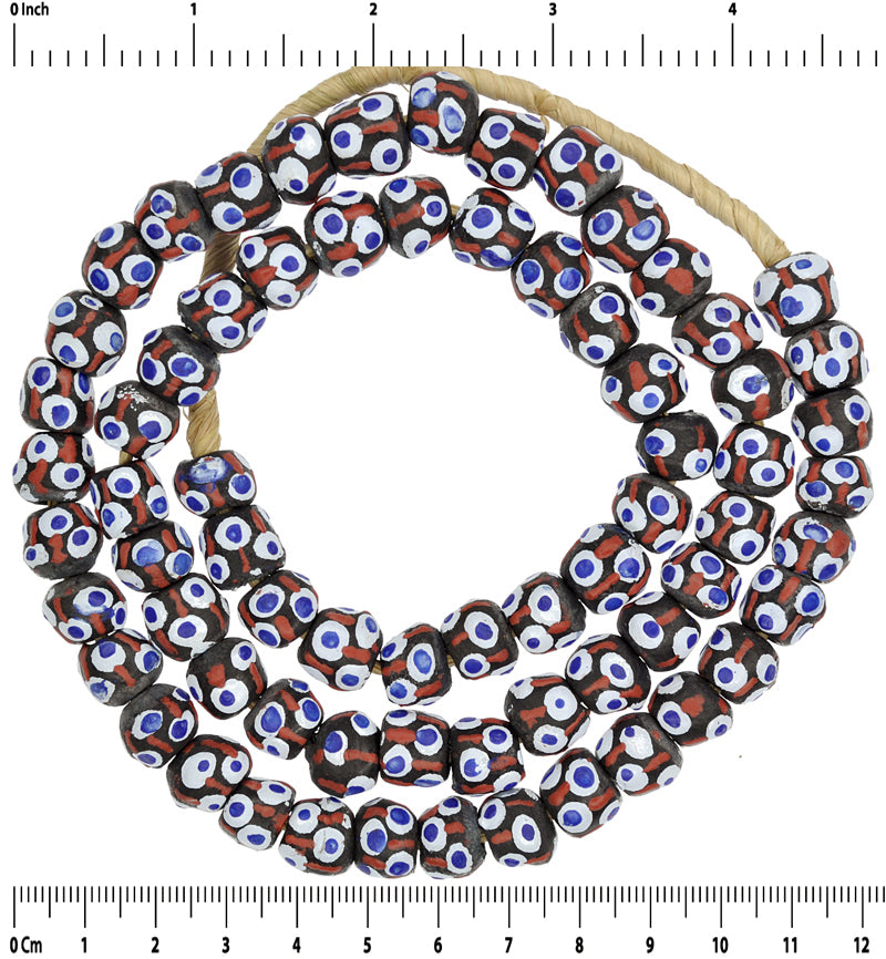 Exquisite recycelte Pulverglasperlen - Ghana Krobo Fancy Trade Beads - Nahaufnahme