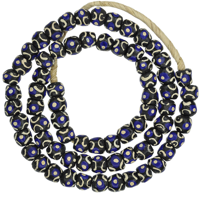 Ghana recycled powder glass beads handmade Krobo tribal necklace African trade - Tribalgh