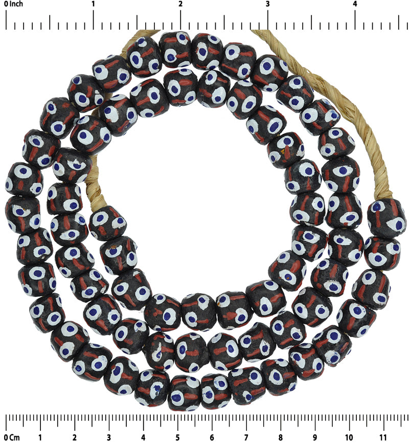 Handmade Ghana Glass Beads - African Trade Beads - close-up