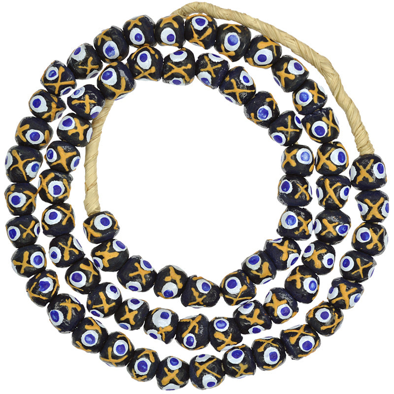 African recycled beads powder glass Krobo handmade ethnic necklace Ghana trade - Tribalgh