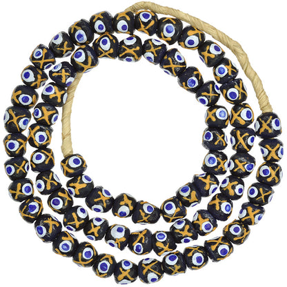 Afrikanische recycelte Perlen Pulverglas Krobo handgefertigte ethnische Halskette Ghana-Handel - Tribalgh