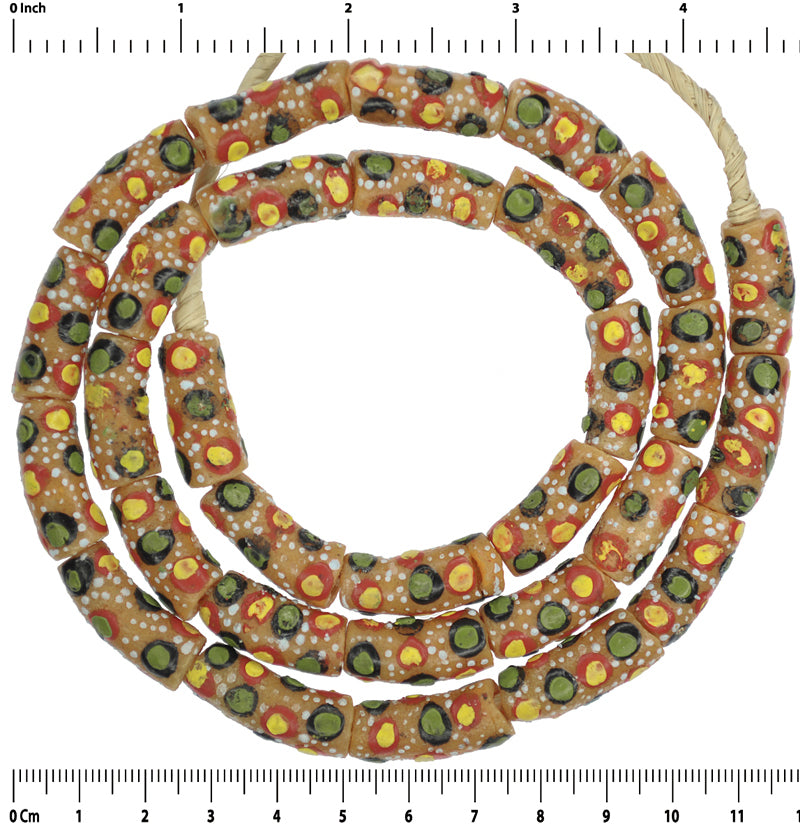 African trade Krobo beads recycled powder glass handmade Ghana ethnic necklace - Tribalgh