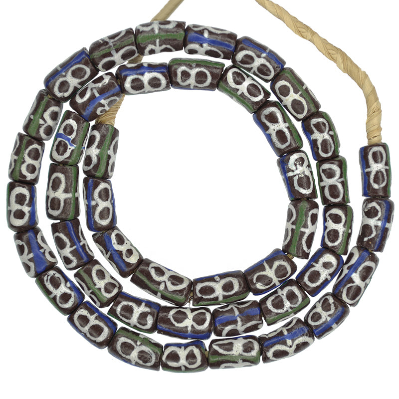 Afrikanische Perlen recyceltes Glaspulver handgemachter Krobo zeremonieller Stammesschmuck - Tribalgh