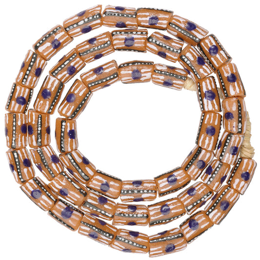 Afrikanische Perlen Krobo recyceltes Pulverglas handgefertigte ethnische Halskette Afrikanischer Handel - Tribalgh