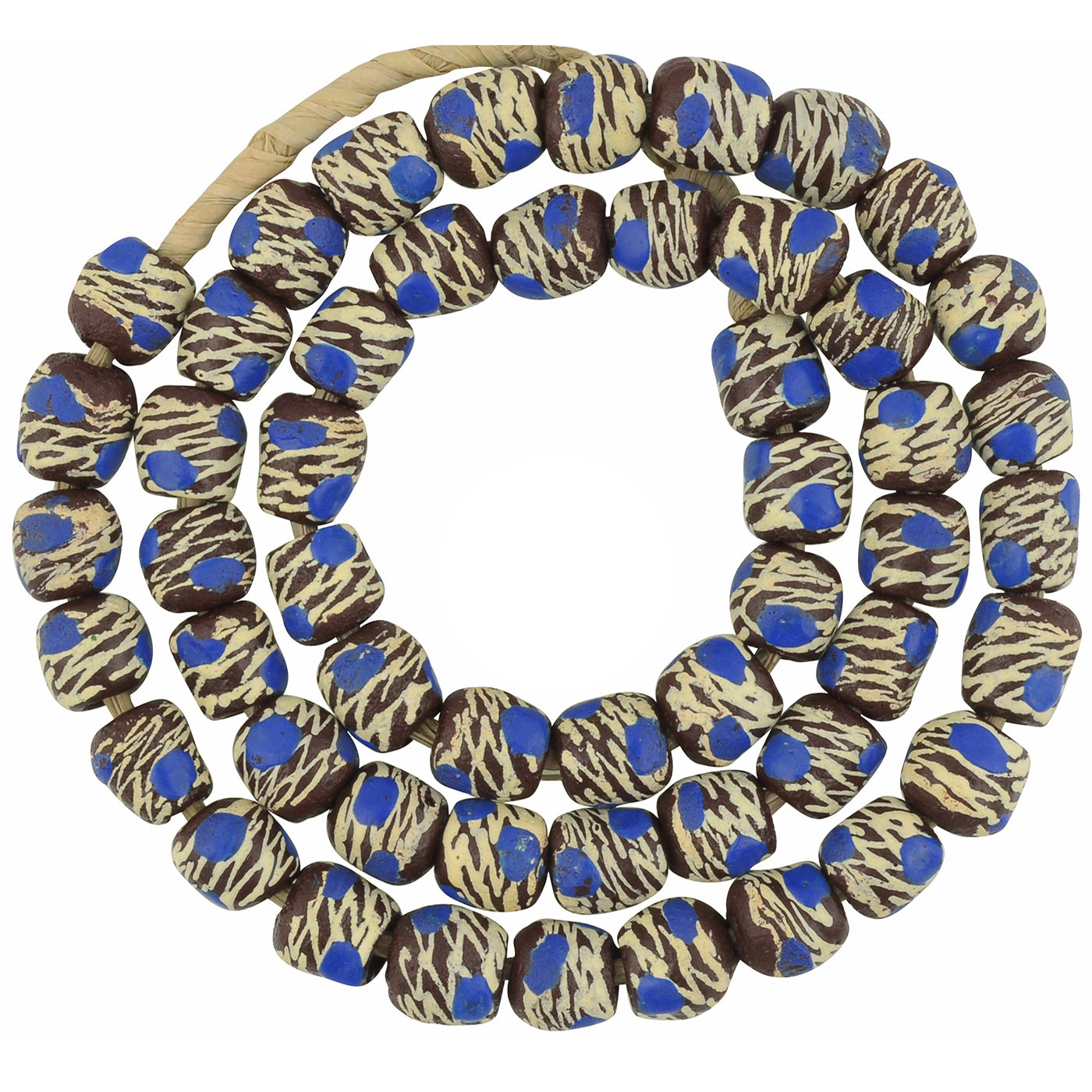Handmade African beads recycled glass powder Krobo necklace Ghana - Tribalgh