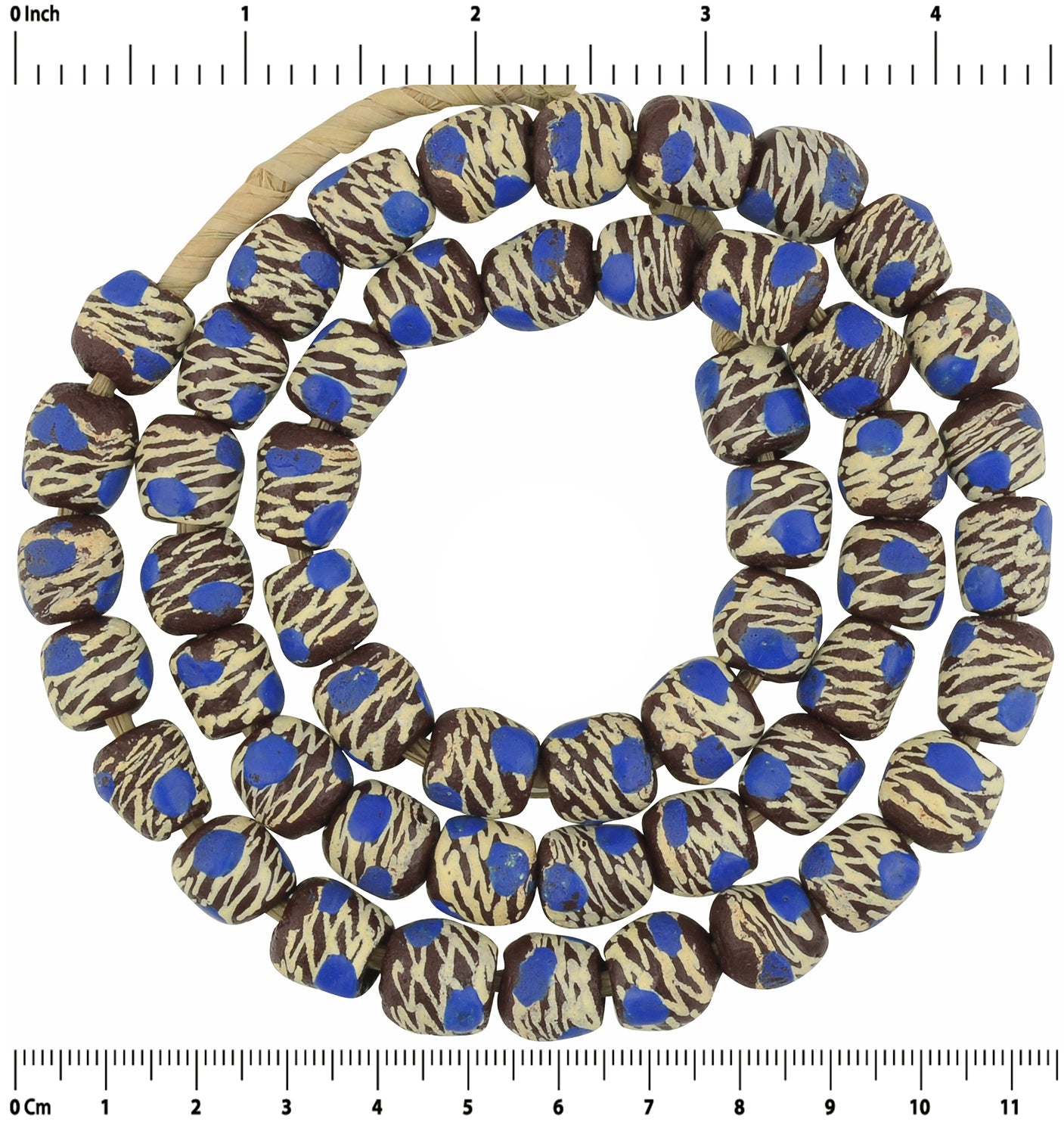 Handmade African beads recycled glass powder Krobo necklace Ghana - Tribalgh