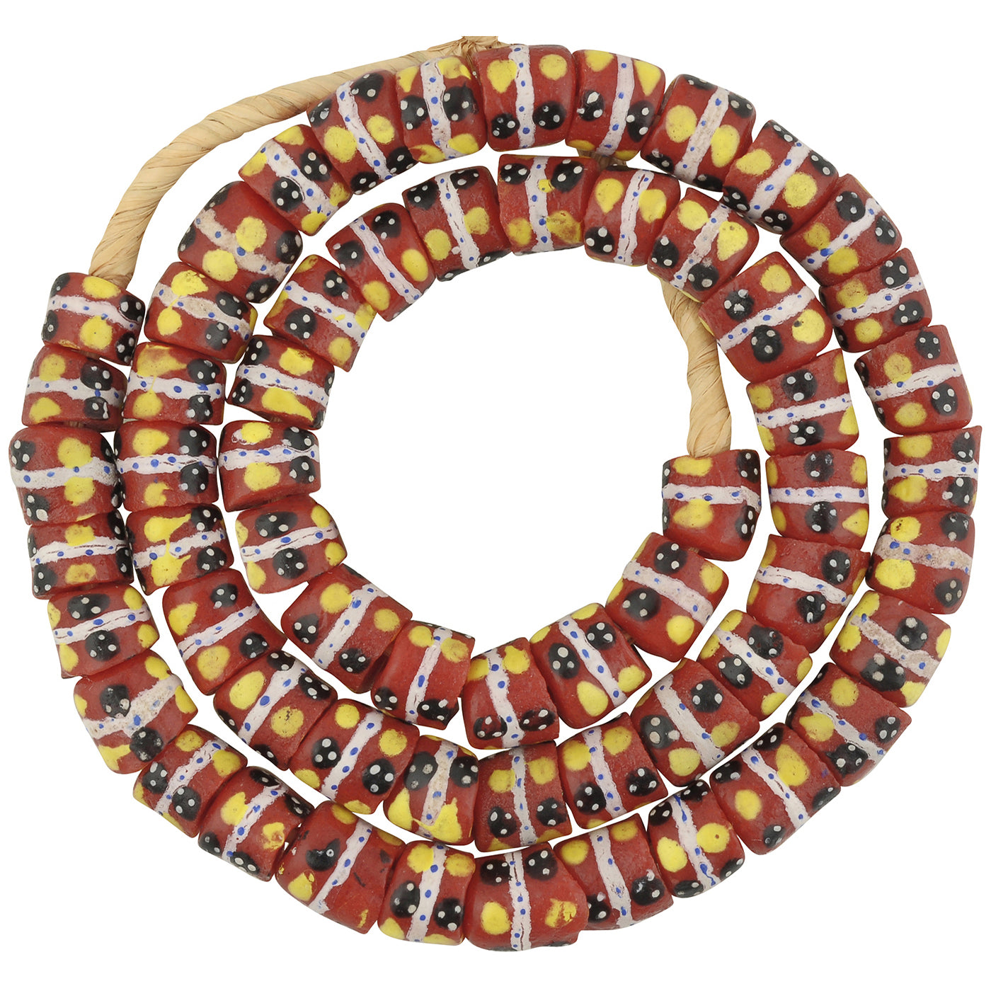 Ghana recycled powder glass beads Krobo tribal necklace African jewelry - Tribalgh