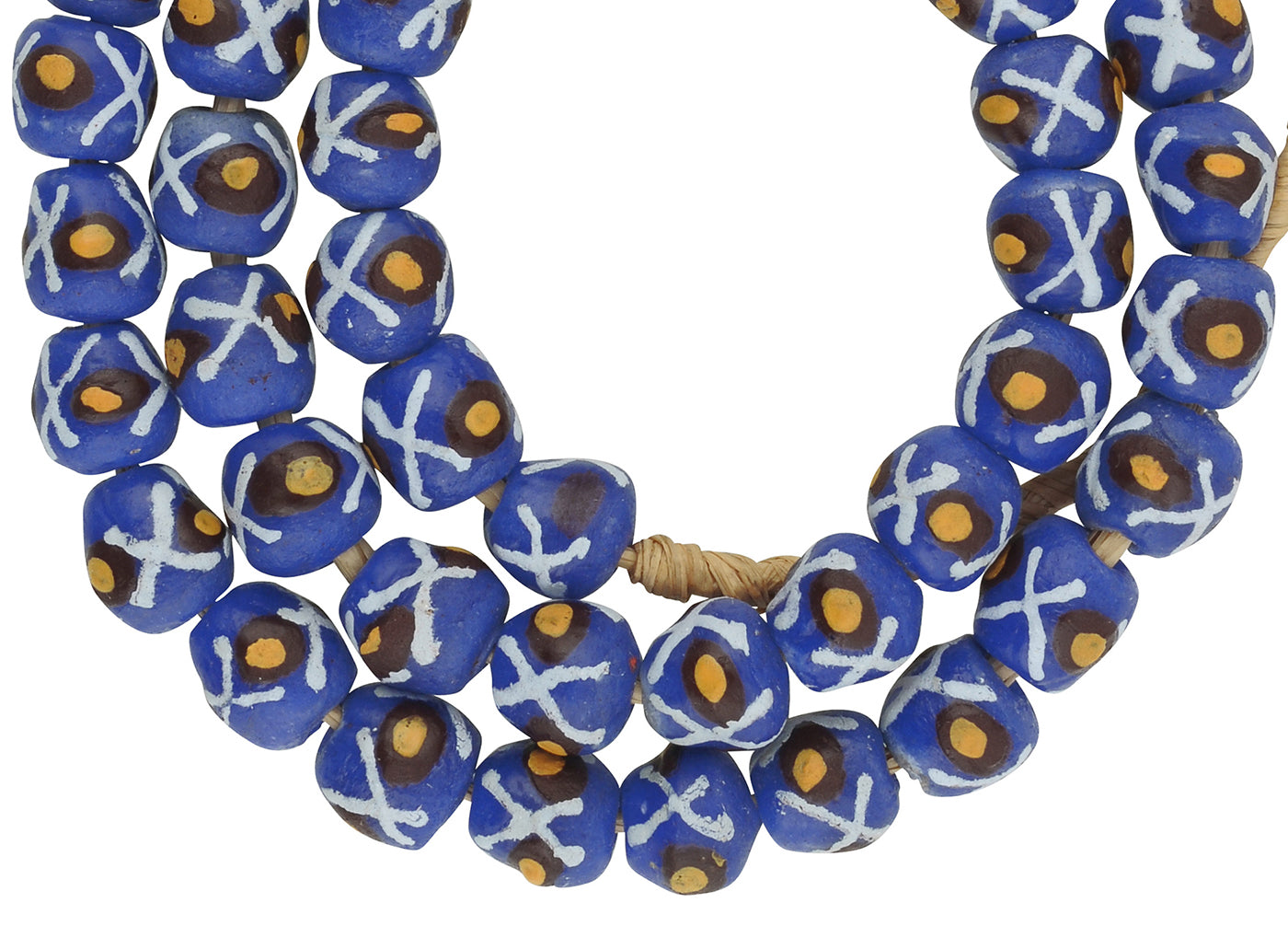 Perlen aus recyceltem Glaspulver handgefertigter afrikanischer Schmuck ethnischer Ghana