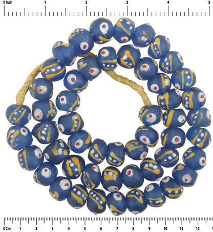 Handgemachte afrikanische Perlen Krobo recyceltes Glaspulver Ghana tribal ethnische Halskette - Tribalgh