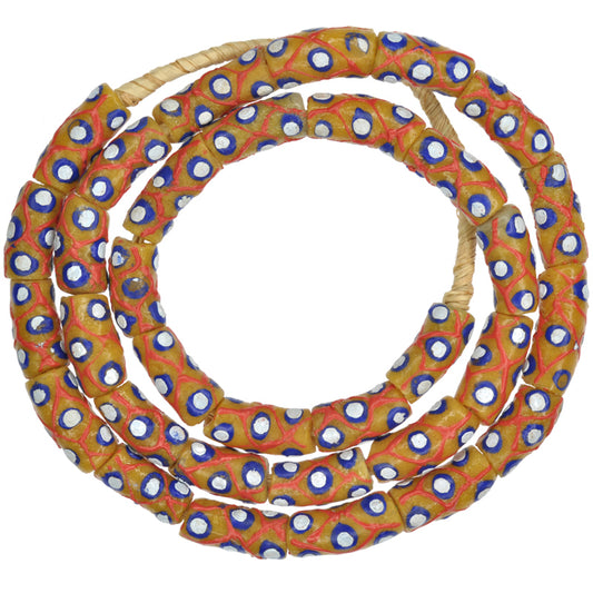 Krobo recycled powder glass beads African trade handmade tribal jewelry necklace - Tribalgh